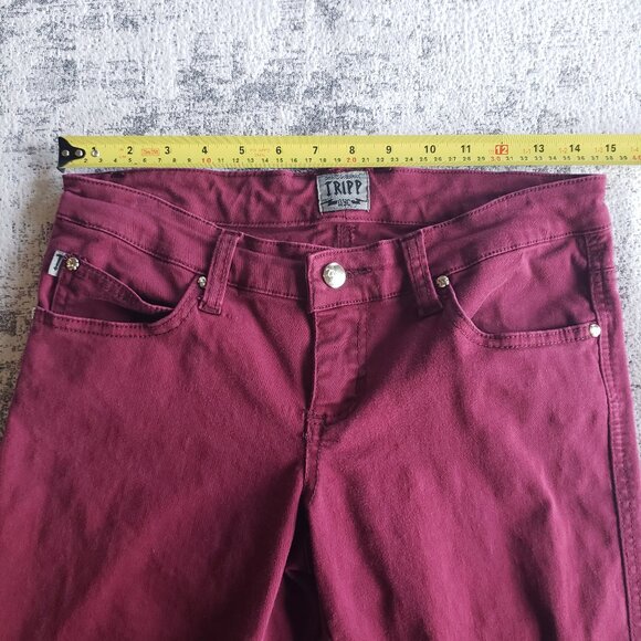 Purple Pink Burgundy Tripp NYC Jeans w T Back Pockets and Criss Cross Details - Picture 10 of 13